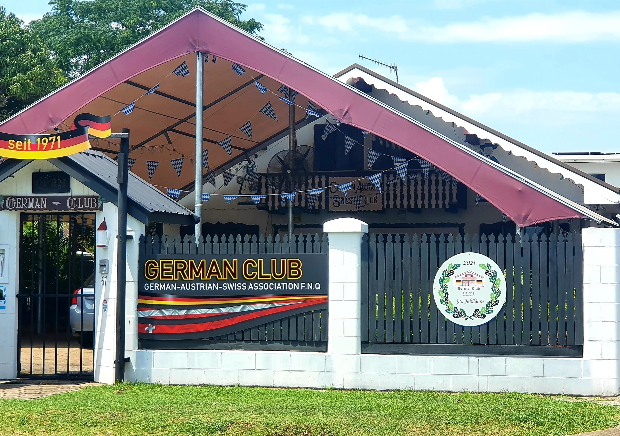 German Club Cairns 50 years sign at the fence